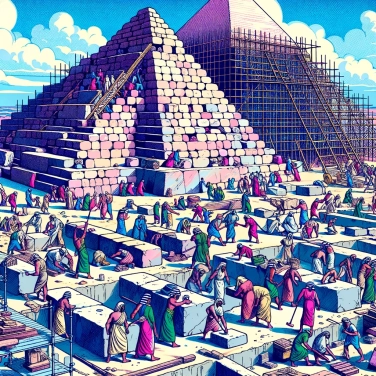 Explique pourquoi la construction des pyramides égyptiennes a nécessité autant de main-d'œuvre et de temps?