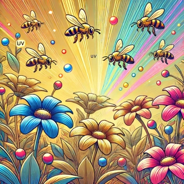 Explique pourquoi les fleurs parlent aux abeilles grâce aux motifs UV ?