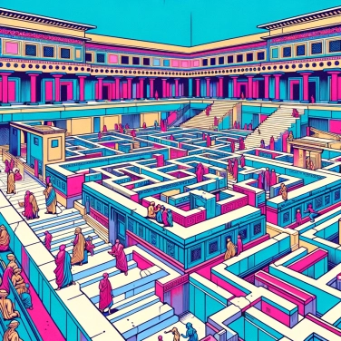 Explique pourquoi les premiers habitants de l'île de Crète ont bâti le palais de Knossos avec un labyrinthe complexe ?